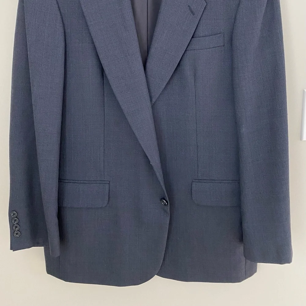 OSCAR DE LA RENTA Check Plaid Blazer Sport Coat Wool 2 Button Suit Jacket 44L
